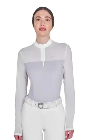 Offre Du Jour Equestro Polo concours femme manches longues avec inserts en micro mesh