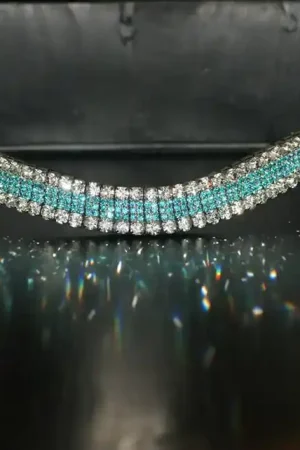 Prix Cassé Frontal strass blanc et turquoise WW