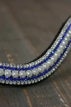 Frontal strass blanc, bleu roy et perles Meilleur Prix