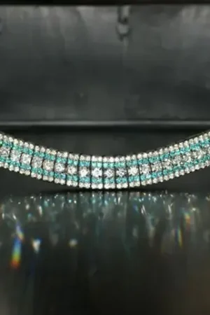 Frontal strass turquoise et blanc Expédié Aujourd'hui