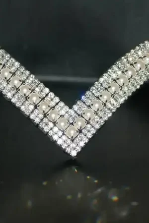 Frontal strass blanc et perles blanches Soldes