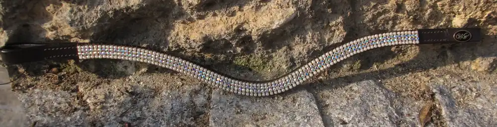 Frontal strass blanc à reflets et perles Solde