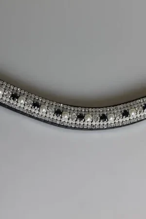 Offre Exclusive Frontal strass - noir, perles et argent