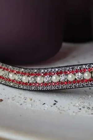 Frontal strass - Argent et rouge Commande En Gros