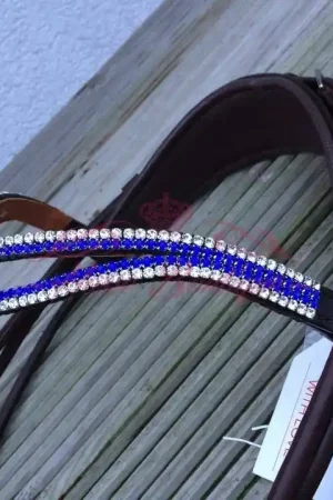 Pas Cher Frontal double strass argent et bleu roi