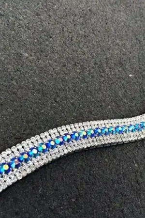 Frontal en strass - argent et bleu reflets Jusqu'à Épuisement Des Stocks