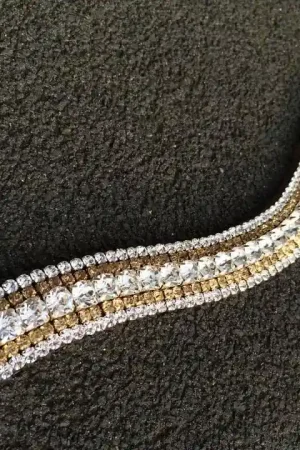 Meilleur Choix Frontal en strass - Argent et or
