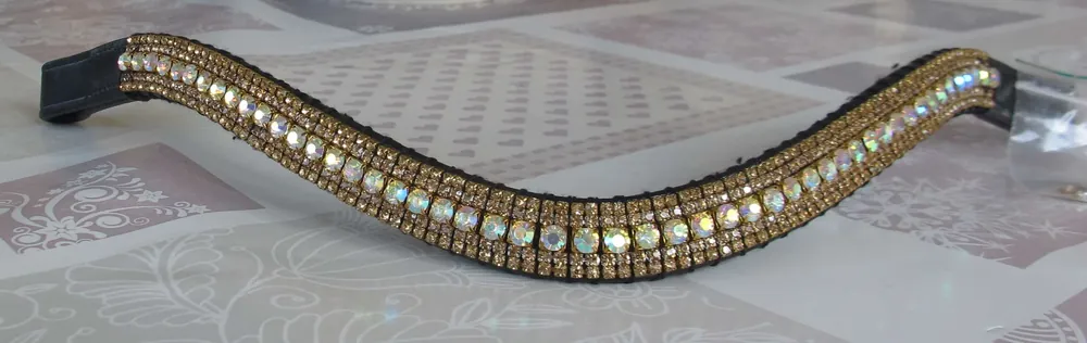 Offre Spéciale Frontal strass dorés et blancs à reflets