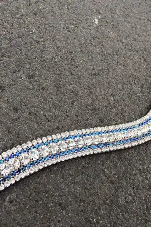 Frontal à strass - Argent et bleu roi Meilleur Choix
