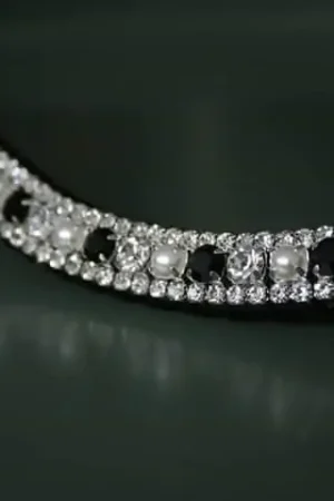 Frontal strass blancs, perles et strass noirs WWF Dernier Modèle