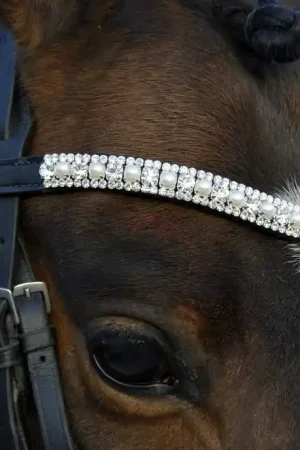 Frontal strass argent et perles Offre Spéciale