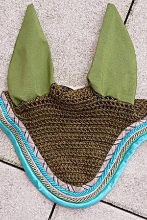 Bonnet anti-mouches Rg Italy - Vert bord turquoise satiné Achat Immédiat