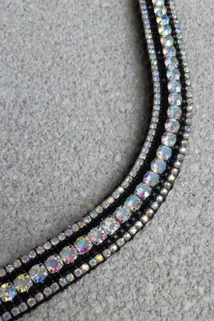 Super Prix Frontal strass blanc à reflets et noir
