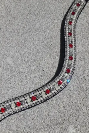 Frontal à strass WW - Rouge, argent et perle blanche Soldes