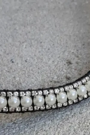 Frontal à strass argent et perle blanche Commander Maintenant