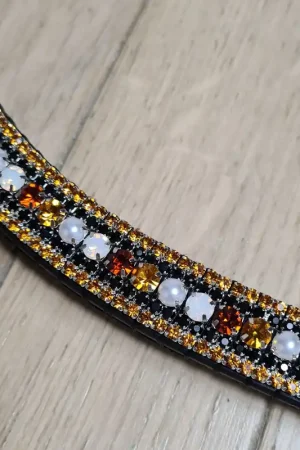 Offre Limitée Frontal strass cuivre, noir et topaze
