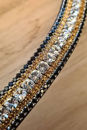 Frontal strass blanc, doré et noir Produit De Marque