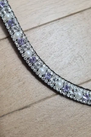 Offre Du Jour Frontal strass blanc, parme et perles