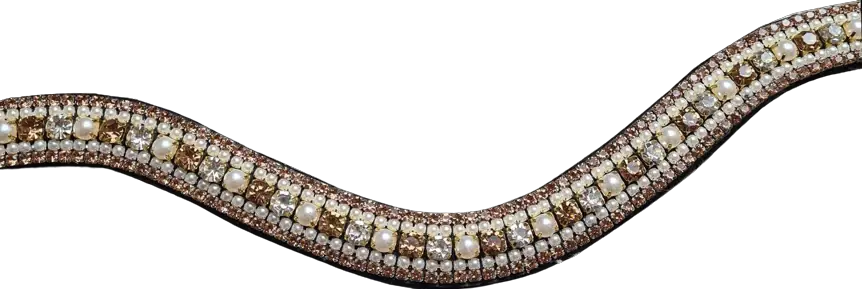 Marque Frontal strass doré, perle, blanc