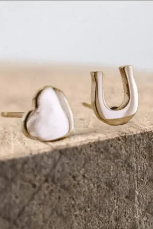 Boucles d'oreille cœur et fer à cheval - Ponytail & Co Remise