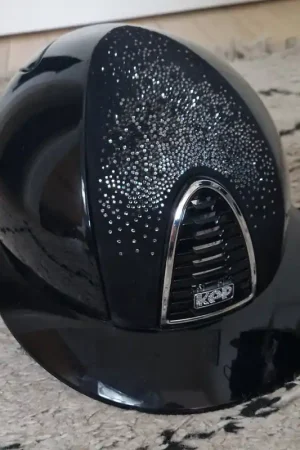 Authentique Casque CROMO 2.0 Noir Polish Chamois argent visière POLO - KEP ITALIA