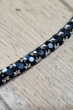 Frontal d'équitation en strass noir fin - Fabrication artisanale Must-Have
