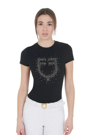 Tee-shirt slim fit strass rosegold - EQUESTRO Paiement Sécurisé