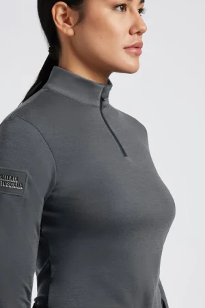 Sous-pull technique zippé en laine Anthracite - CAVALLERIA TOSCANA Achetez Aujourd'hui