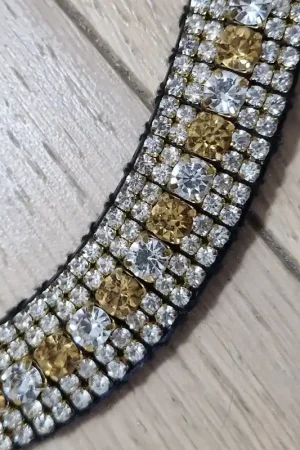 Offre Spéciale Frontal en strass doré et blanc
