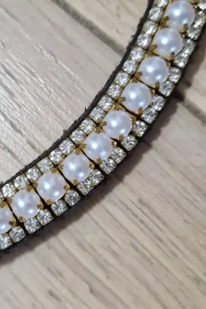 Frontal en perles et strass blancs Promotion