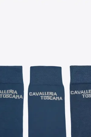Must-Have Pack de 3 paires de chaussettes Jacquard Logo bleu - CAVALLERIA TOSCANA