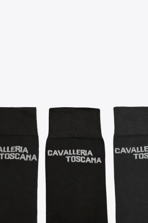 Pack de 3 paires de chaussettes Jacquard Logo Noir - CAVALLERIA TOSCANA Meilleur Choix