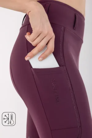 Paiement Sécurisé Legging hiver taille haute full grip Bordeaux GEGGIFH - EQUILINE