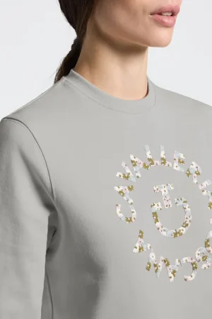 Sweat Crew Neck avec broderie florale Gris - CAVALLERIA TOSCANA Livraison Express
