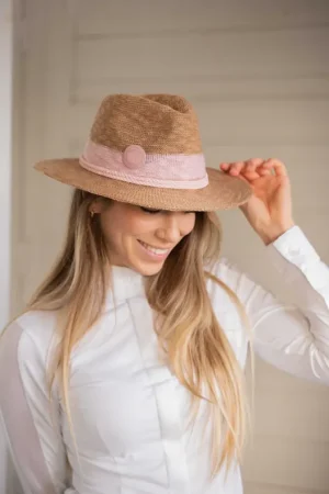 Offre Du Jour Chapeau Rafia Beige/Rose - PENELOPE COLLECTION