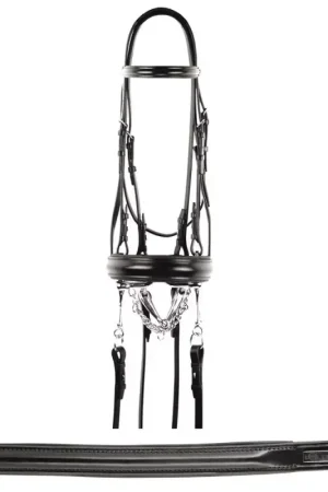 Bride de dressage cuir muserolle pull-back - Equestro Solde