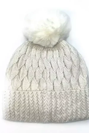 Bonnet équitation tricoté avec pompon Réduction