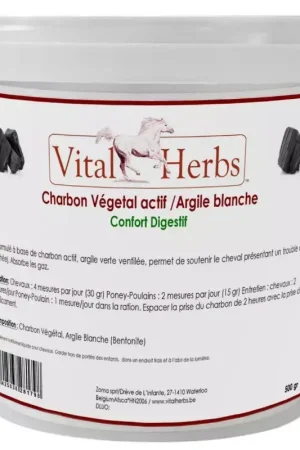 Charbon végétal actif Argile digestion cheval 500g - Vital Herbs Commander Vite