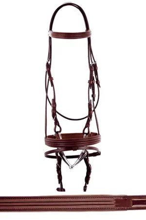 Bridon cuir muserolle combinée large - Equestro Usine Directe