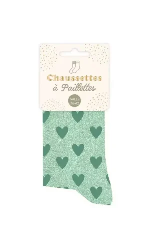Chaussettes à paillettes courtes coeurs Commander Vite
