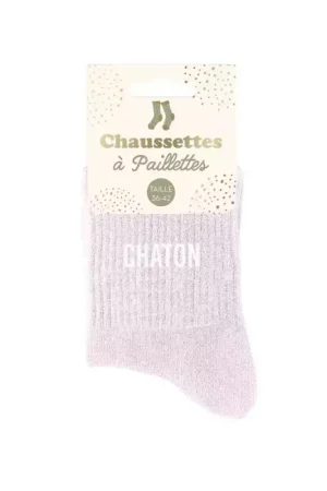 Usine Directe Chaussettes à paillettes courtes "Chaton"