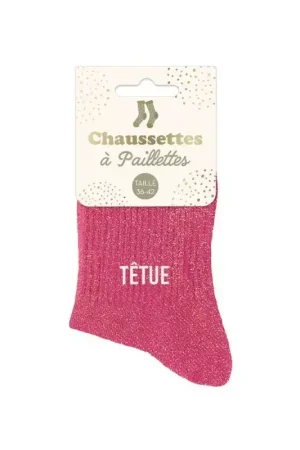Expédition Rapide Chaussettes à paillettes courtes "Têtue"