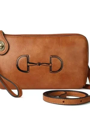 Pochette cavalière cuir bandoulière gravure mors Solde