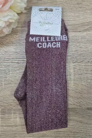 Expédié Aujourd'hui Chaussettes équitation - Meilleure Coach - Paillettes Attitude