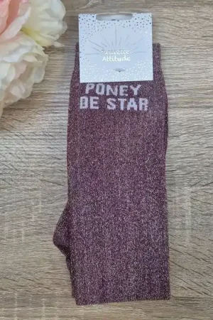 Chaussettes équitation - Poney de Star - Paillettes Attitude Nouvel Arrivage