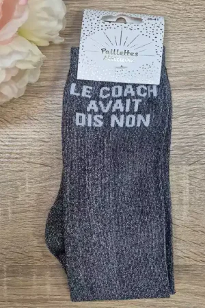 Chaussettes équitation - Le coach avait dis non - Paillettes Attitude Achetez Aujourd'hui