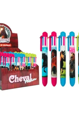 Stylo 6 couleurs motifs chevaux - Cheval Passion Promotion Saisonnière