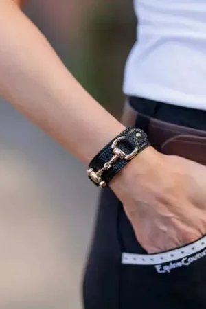 Soldes Bracelet cuir mors doré
