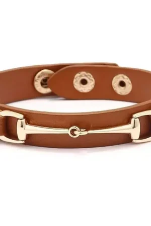 Bracelet cuir vegan mors doré Authentique