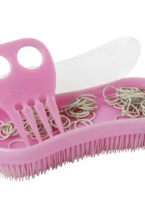 Nouvelle Collection Brosse à natter cheval avec peigne et élastiques